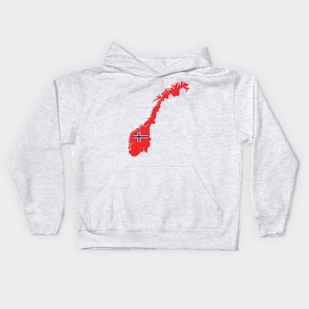 Norway Map Kids Hoodie by Historia